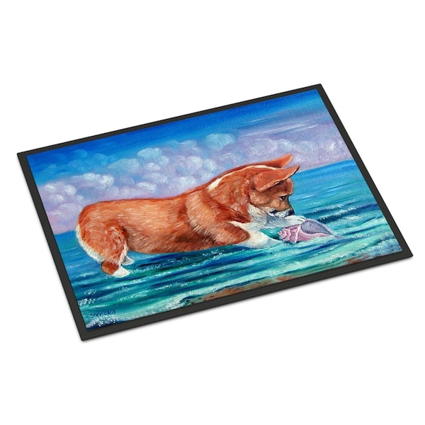 Carolines Treasures 24 x 36 in. Corgi Sea Shell Find Indoor or Outdoor Mat 7407JMAT - main
